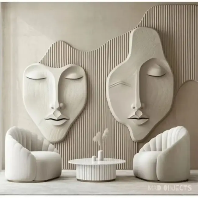 Iconic Face Modern Natural Stone Wall Mural